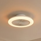 Lindby LED-kattotuuletin Vedin, valkoinen, DC, Ø 45 cm, RGBW