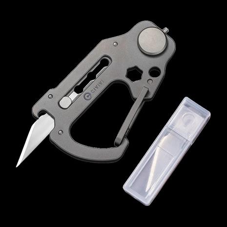 CIVIVI Polymorph Titanium Carabiner Keychain Multi-Tool, harmaa