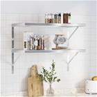 vidaXL Seinähyllyt 2 kpl 75x40 cm hopea ruostumaton teräs