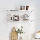 vidaXL Seinähyllyt 2 kpl 75x23,5 cm hopea ruostumaton teräs