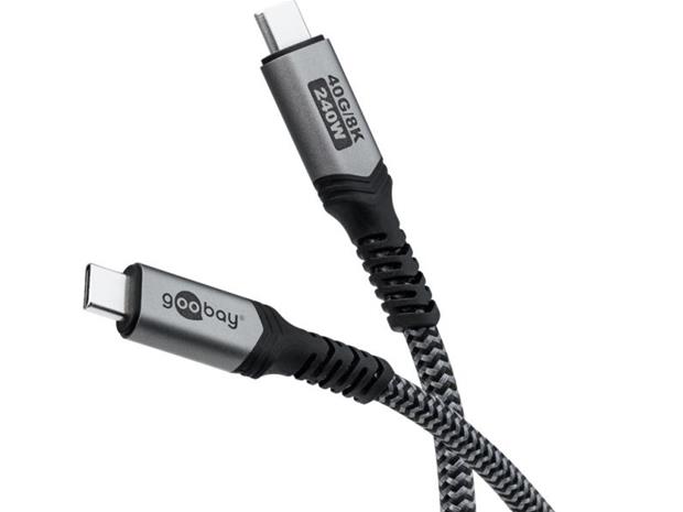 Pro USB-C <-> USB-C - 1.0m - 240 Watt Power Delivery - USB 4.0 / Thunderbolt 4 - Musta