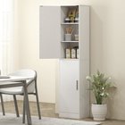 180 cm korkea kapea kylpyhuoneen kaappi, jossa 2 ovea, 4 säädettävää hyllyä, lastulevyä, MDF, valkoinen