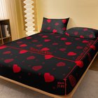 1 kpl Punainen Rakkauskuvioitu Sävytyynyliina, Pehmeä Mukava Patjasuoja, DF Fitted Sheet-true Love Black