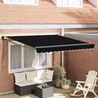 vidaXL Vedettävä markiisi Musta 350 x 250 cm Polyesteri ja alumiini
