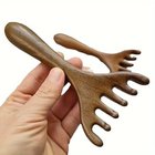 Puiset Päänahkahieroja, Ergonominen Viidenpiikkinen Teakpuu Hierontakampa.