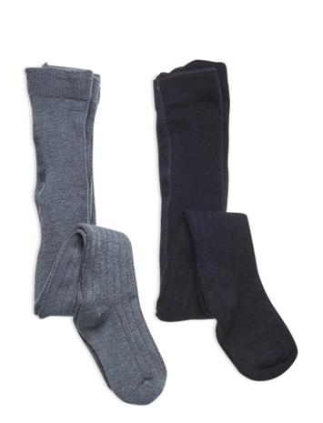 Minymo Wool Stocking - Rib 2-Pack Sukkahousut Purple Minymo