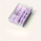 Neljän Pomppuinen Setti Naisille - Hiusklipsi, Kiharapääkortti Ja Pompun Hiusasusteet, Violetine keturiu daliu pakuote
