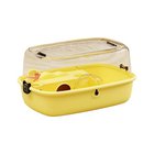 ERCIF Deluxe Hamsterin Villa - Tilava Akryylihäkki Juoksupyörällä & Läpinäkyvällä Kattoikkunalla, Ihanteellinen Kasvatukseen & Pienille Lemmikeille, Geltona