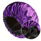 Satiiniyöpipo Kaksikerroksinen Säädettävä Käännettävä Turbaani Naisille, Tamsiai violetine