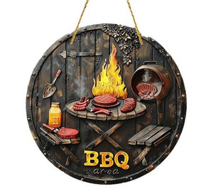 BBQ Alue Pyöreä Alumiini Seppele Kyltti Kodinsisustus