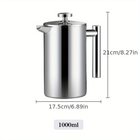 Ruostumaton Teräs Kahvinkeitin Teekannu Suodattimella Kahvipannu Ulkokäyttöön 350ml 800ml 1000ml., 1000 ml