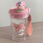 Sanrio Kuromi & Cinnamoroll Piirros Vesipullo - Tyylikäs Muovimuki Tytöille, Rožinis-plastikinis puodelis