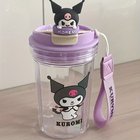 Sanrio Kuromi & Cinnamoroll Piirros Vesipullo - Tyylikäs Muovimuki Tytöille, Violetine-plastikine taure