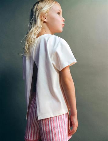 Mango Embroidered Palm Tree T-Shirt With Back Slit - Cream - 116
