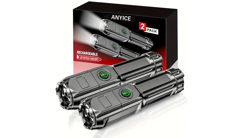 Ladattava LED-taskulamppu USB:lla, 2vnt LED žibintuvelis - 800mAh