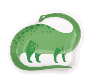 Pahvilautaset - Vihreä dino, 21 cm, 8 kpl