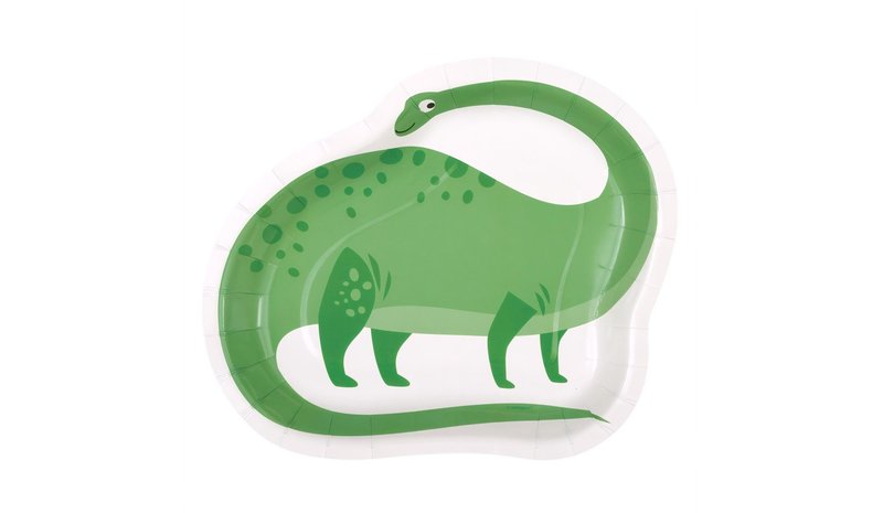 Pahvilautaset - Vihreä dino, 21 cm, 8 kpl