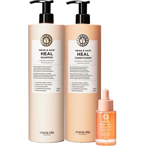 maria nila Head & Hair Heal Bundle Shampoo 1000 ml & Conditioner 1000 ml & Serum 50 ml