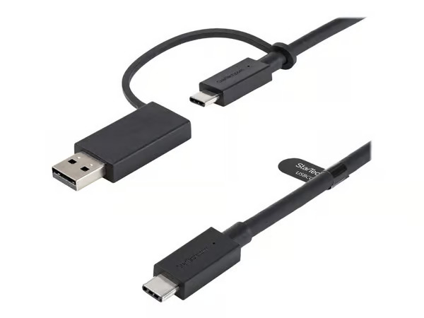 StarTech.com USB C Cable USB-A Adapter Dongle Hybrid 2-in-1 USB C Cable 1m