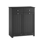 SoBuy Kylpyhuonekaappi BZR33-II-SCH Musta 78x38x90cm MDF Pyykkiteline 2 Laatikkoa 2 Pussia