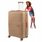 Suuri beige matkalaukku pyörillä, kevyt ja kestävä, lentomatkoille, 100 l, Wowbag 7905 L champagne