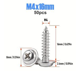 Junter 50kpl M4 Ruostumaton Teräs Itsekierteittävä Ruuvit Puulle., M4 x 16mm 50vnt