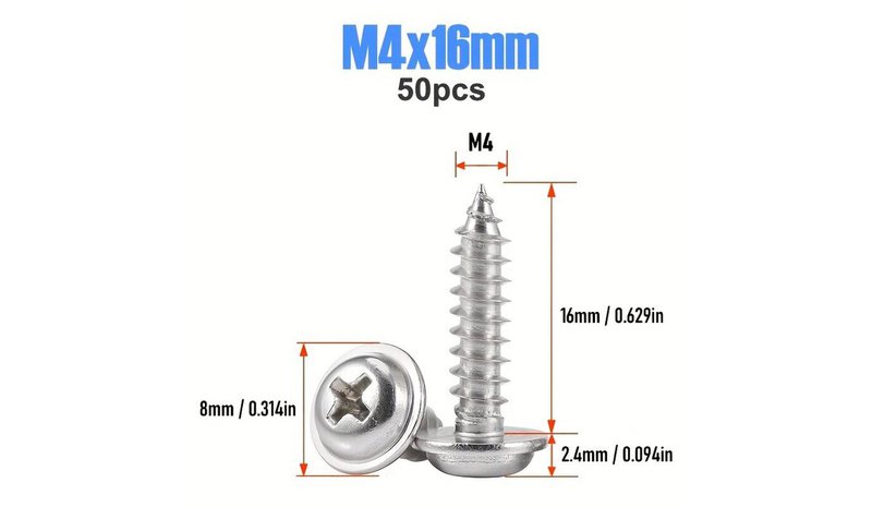 Junter 50kpl M4 Ruostumaton Teräs Itsekierteittävä Ruuvit Puulle., M4 x 16mm 50vnt