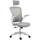 Ergonominen toimistotuoli työpöydän tuoli keinumekanismilla korkea selkänoja ristiselän tuki niskatuki ylösnostettavilla käsinojilla kotitoimistoon harmaa 65 x 64 x 114-122 cm