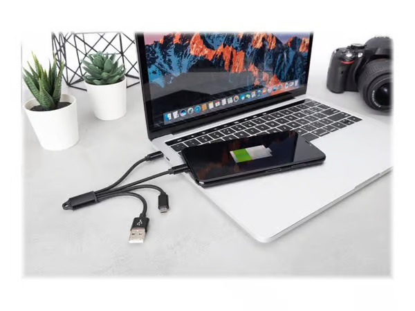 DIGITUS 3-in-1 Charger Cable - Lightning cable - Lightning / USB - 15 cm