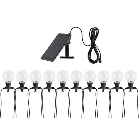 LED-valosarja ulkokäyttöön – aurinkokennolla ja USB-latauksella, 10 pallolamppua