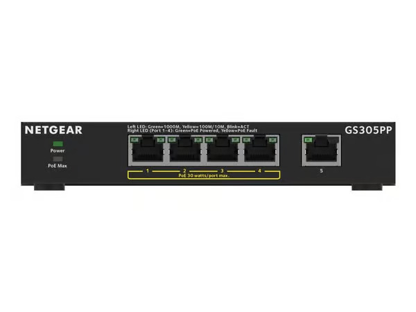 Netgear GS305PP 5-Port Gigabit PoE+ Unmanaged Switch 83W