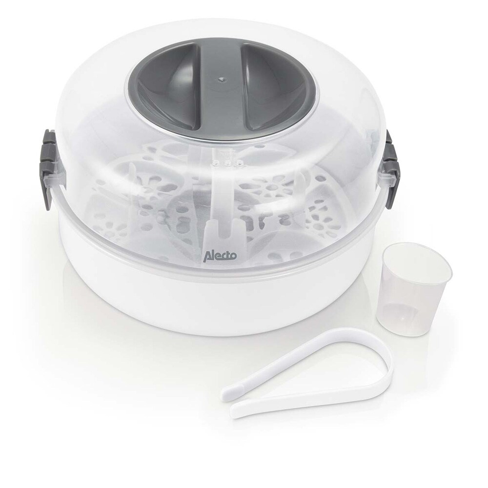 Mikroaaltosterilointilaite tuttipulloille höyrytoiminnolla, mahtuu 4 x 150 ml:n pulloa