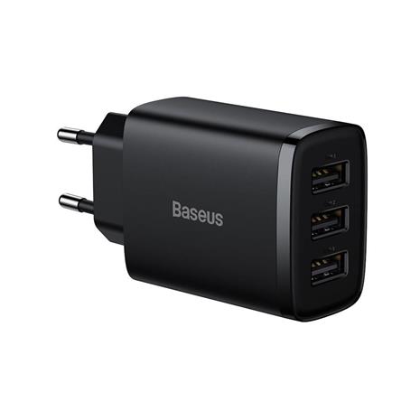 Baseus Compact Quick Charger 3x USB 17W (Black)