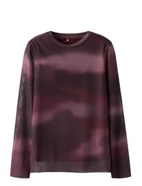 name it Nkfropea Ls Slim Mesh Top - Burgundy - 146-152