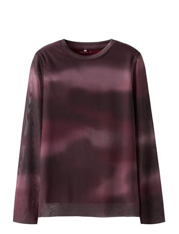 name it Nkfropea Ls Slim Mesh Top - Burgundy - 146-152