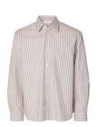 Selected Slmrlxsander Holger Stripe Ls Shirt - Cream - XXL