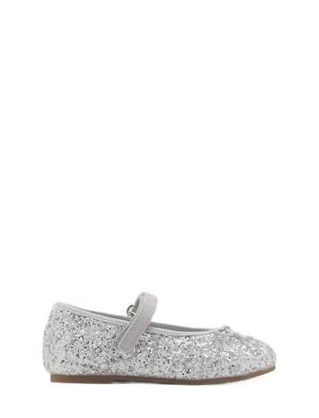 Mango Glitter-Effect Ballet Flats - Silver - 28