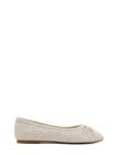Mango Linen Ballerina Flat With Bow - Beige - 39