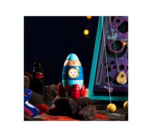 Vilac Stacking Rocketship 9 Pcs - Blue - ONE SIZE