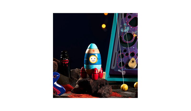 Vilac Stacking Rocketship 9 Pcs - Blue - ONE SIZE