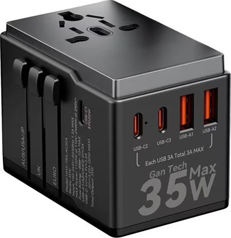 Dudao A35 Universal Travel Adapter Black