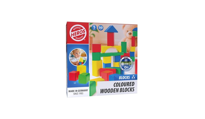Heros Blocks Coloured wooden blocks 50pcs compact – kuva 1/1