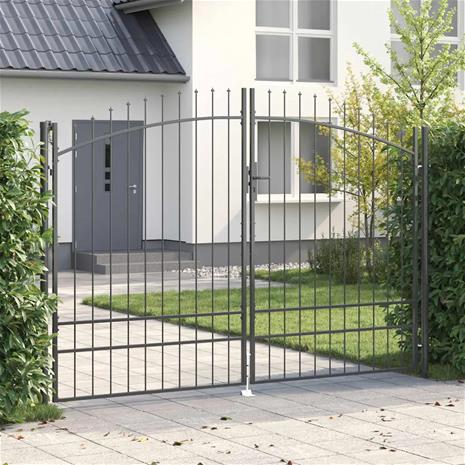 vidaXL Kaksiosainen portti Woerden Harmaa 299,5 x 249,5 cm Teräs