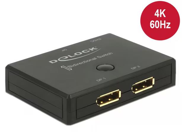 Delock DisplayPort 2 - 1 Switch bidirectional 4K 60 Hz