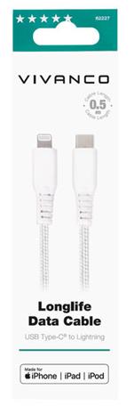 Vivanco Longlife USB-C/Lightning Cable 0.5m MFI White