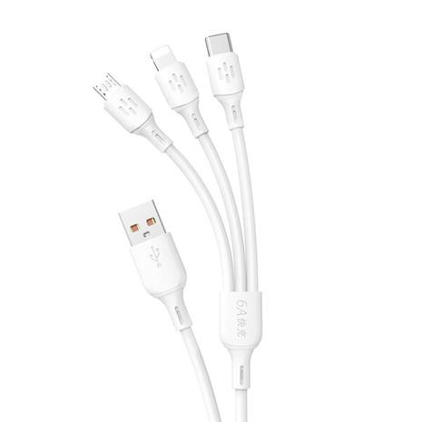Dudao USB C / micro USB / Lightning 480Mb/s 6A 1.2m - white
