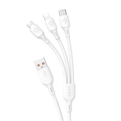Dudao USB C / micro USB / Lightning 480Mb/s 6A 1.2m - white