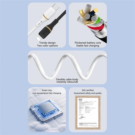 Dudao L25T USB-A - USB-C Silicone Cable 5A 1m - White – kuva 3/5
