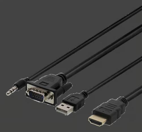 Deltaco VGA-HDMI16, VGA, HDMI, 3,5 mm, USB, 1 m