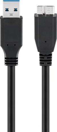Pro USB-A <-> USB Micro-B 3.0 - 0.5m - Musta
